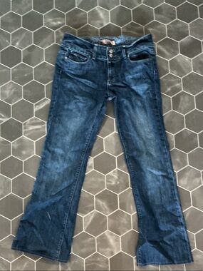 PAIGE Men's Bootcut Jeans in Dark Blue Denim